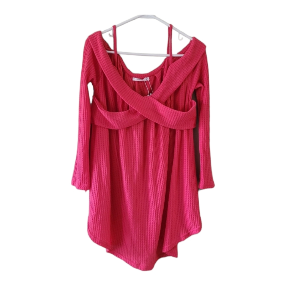 #116 Large Pink Dressfo Cold shoulder dress